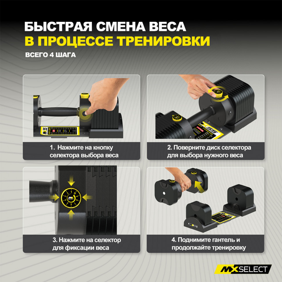 Гантель регулируемая MX Select MX55 EVO купить в магазине iErobic 69 ...